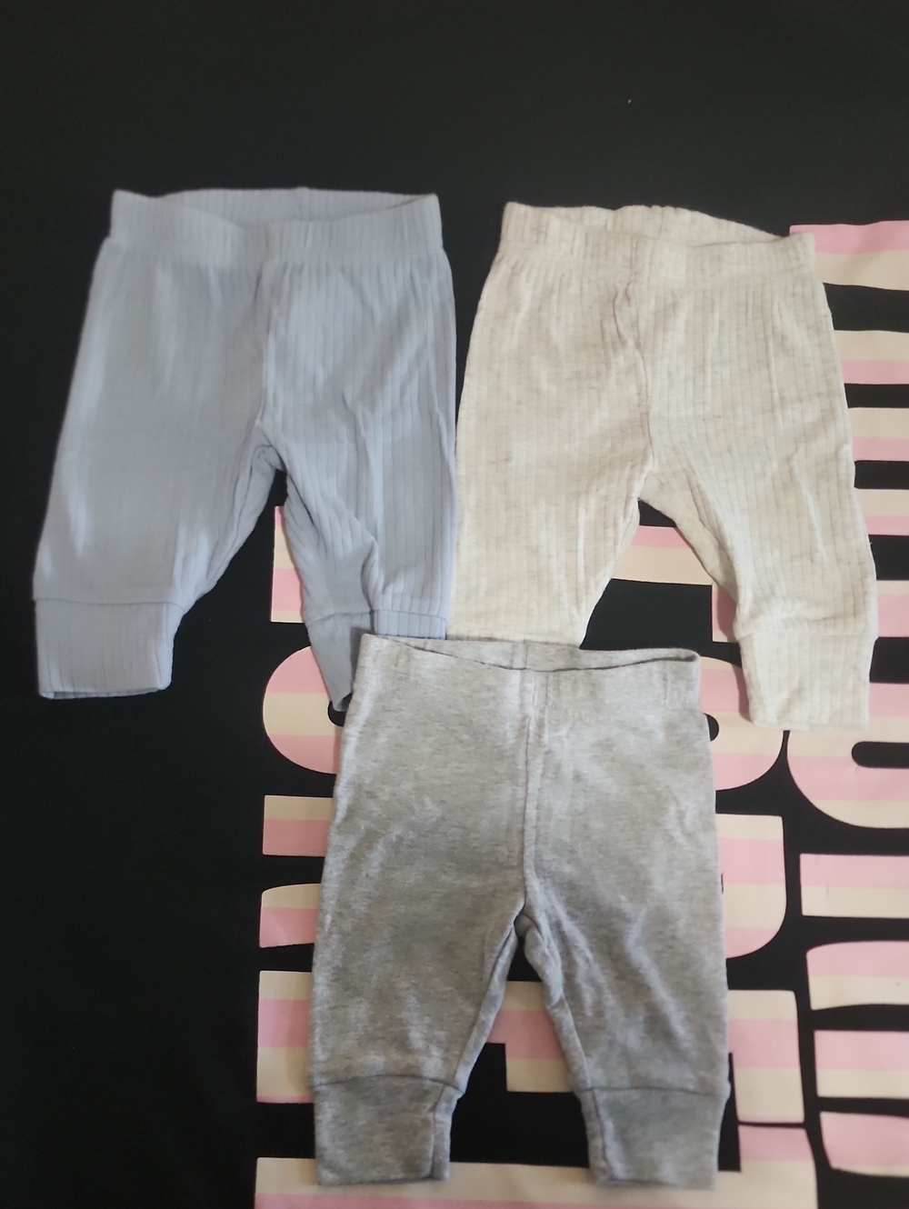 Carter's Ribbed Leggings Trio - Light Blue, Cream & Gray